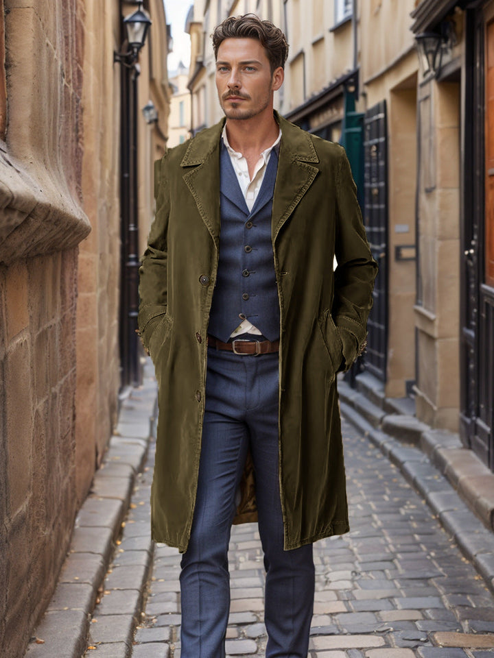 Herren eleganter Trenchcoat aus hochwertigem Gewebe mit praktischen Taschen Drune
