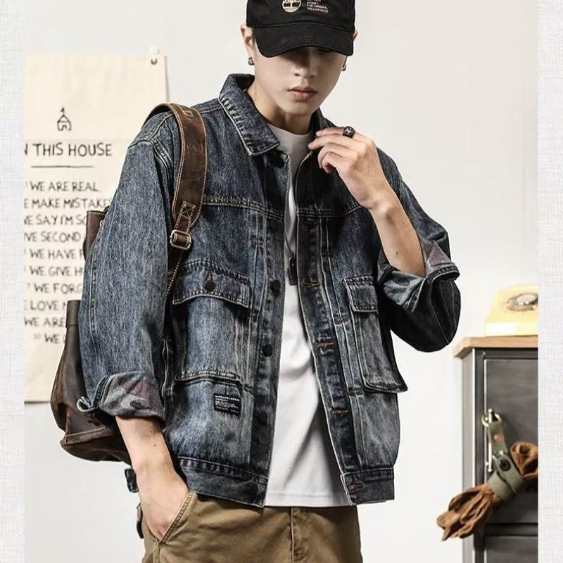 Herren Modische Denimjacke mit praktischen Taschen Drune