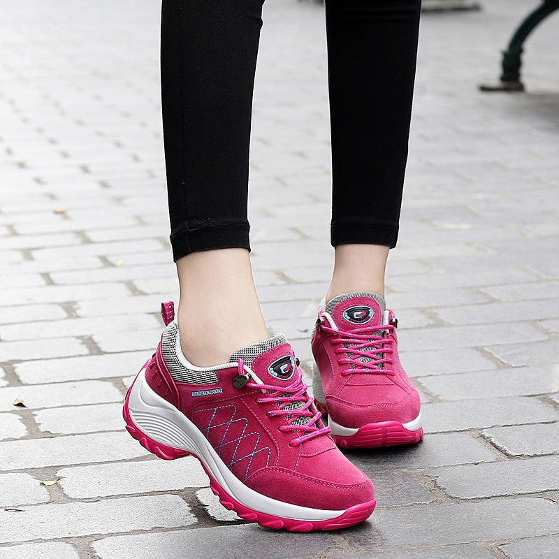 Damen Bequeme Outdoor-Walking-Sneaker mit verstärkter Profilsohle und gepolstertem Knöchelkragen Drune