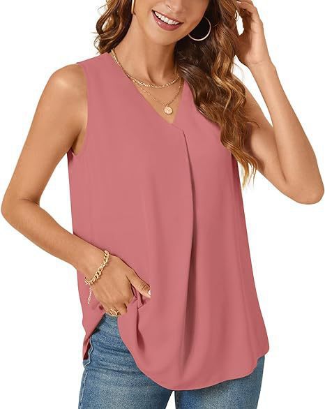 Damen Leichte Faltenfreie Ärmellose Bluse Drune