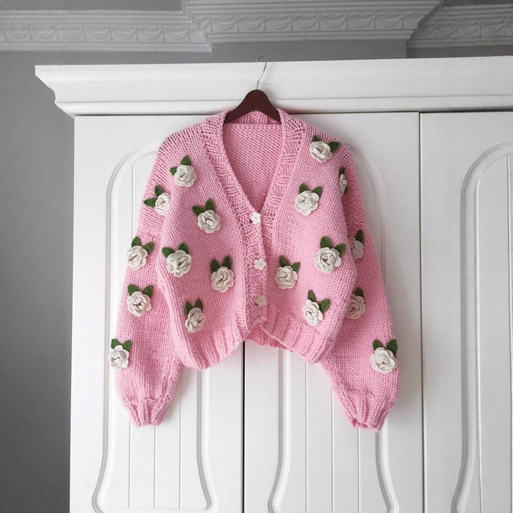 Damen Verspielter Strickcardigan mit Kirschen-Design