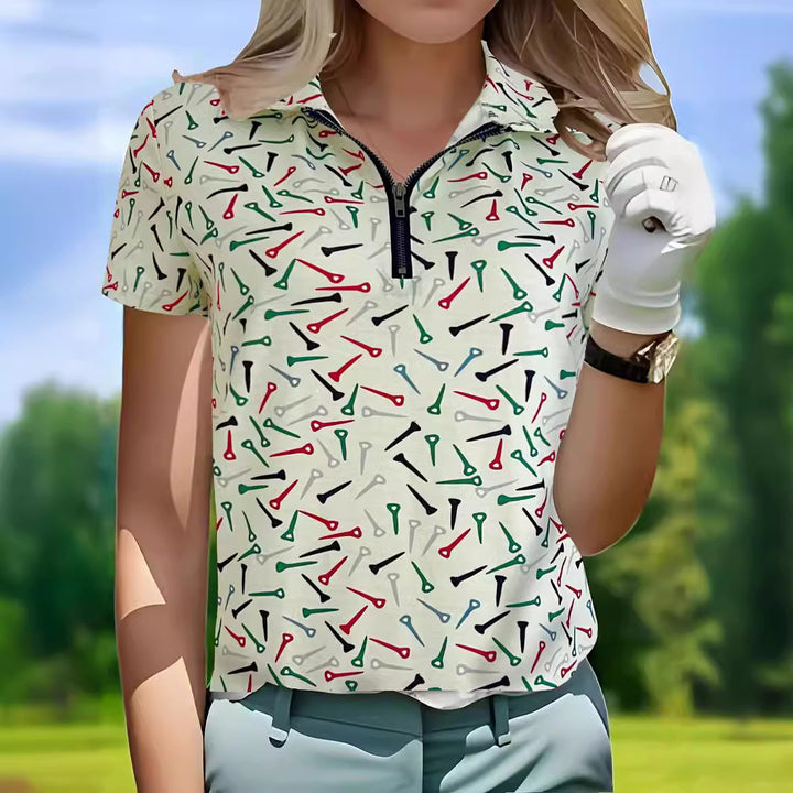 Damen Golfpoloshirt mit Reißverschluss Drune