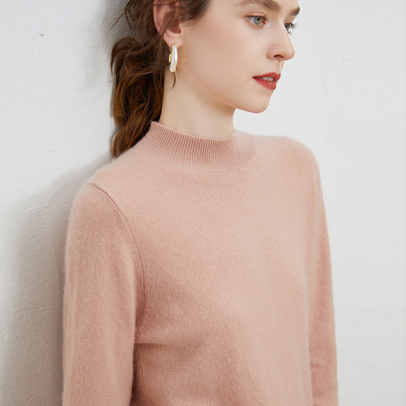 Damen weicher Feinstrick-Mockneckpullover mit Angora‑Look und legerer Silhouette Drune