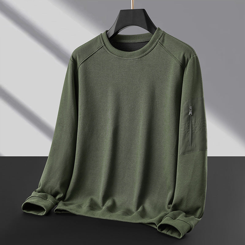 Herren Rundhals‑Sweatshirt mit Reißverschluss‑Ärmeltasche und funktionaler Jersey‑Qualität Drune