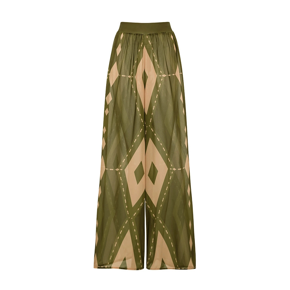 Damen Einteiler Badeanzug mit voluminösem Rüschendesign und passendem Stoffhose Drune