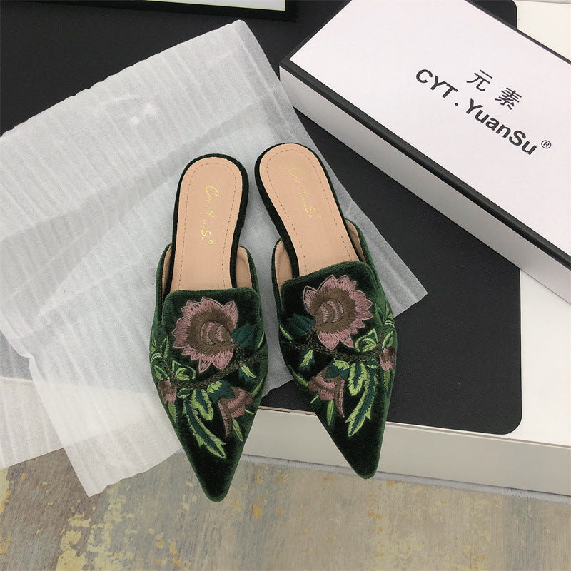 Damen Mules mit luxuriösen Stickereien und elegantem Spitzendesign Drune