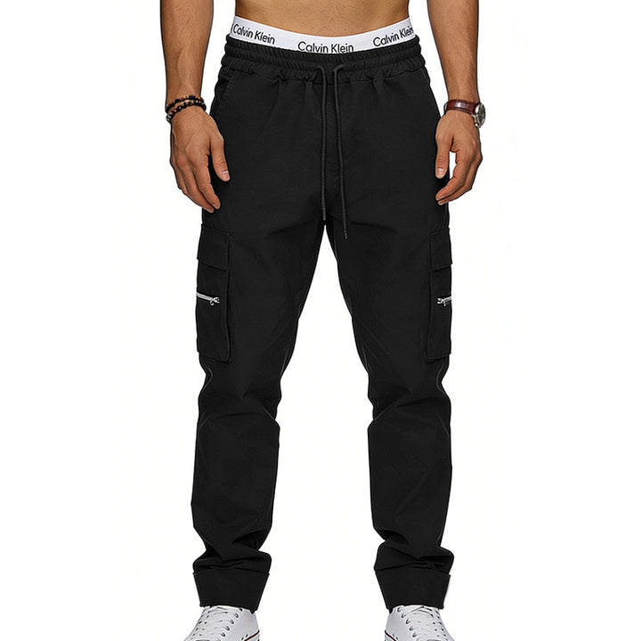 Herren Cargojogginghose mit elastischem Bund, Kordelzug und Reißverschlusstaschen Drune