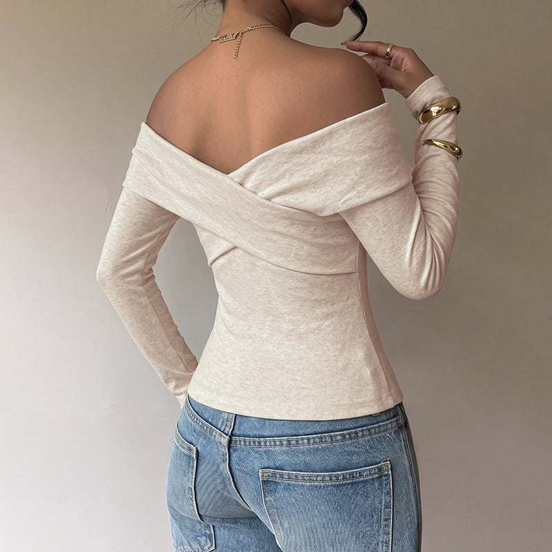 Damen Elegantes Oberteil mit Off-Shoulder-Ausschnitt Drune