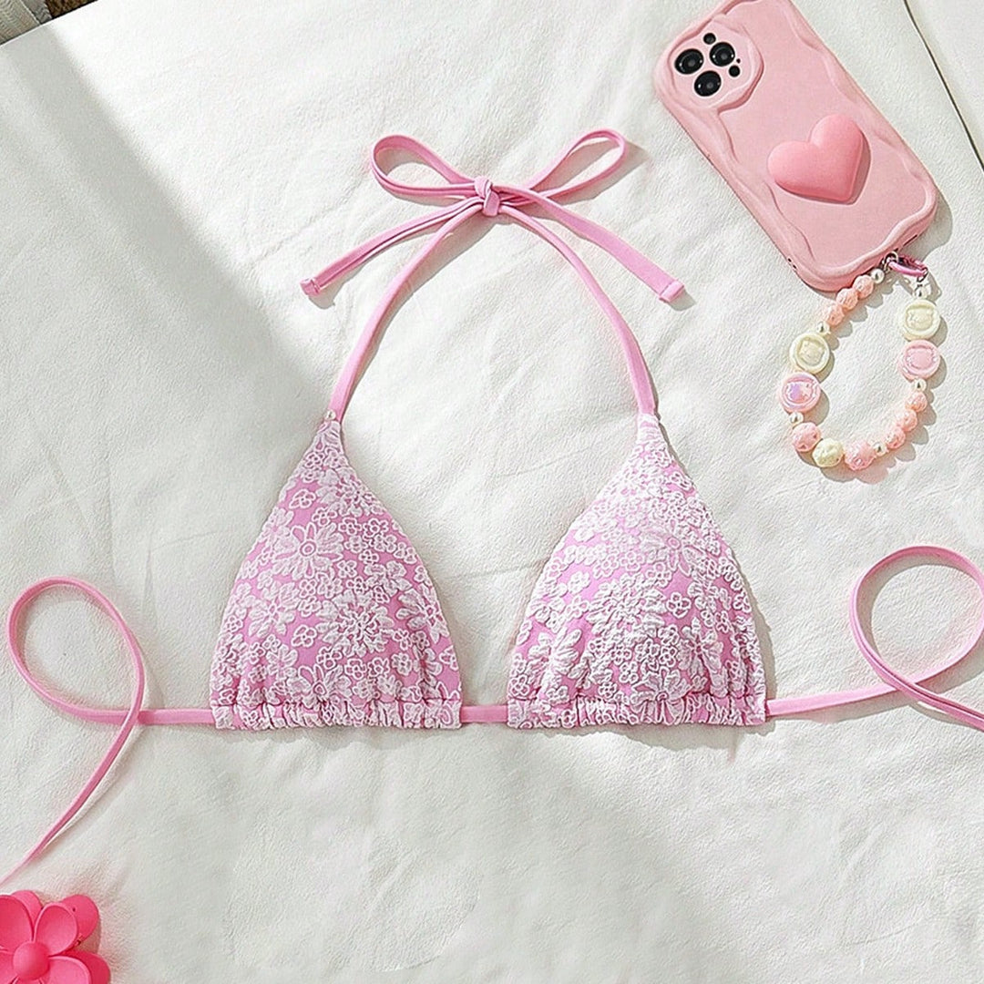Damen Blumendekorierter Triangel-Bikini Drune