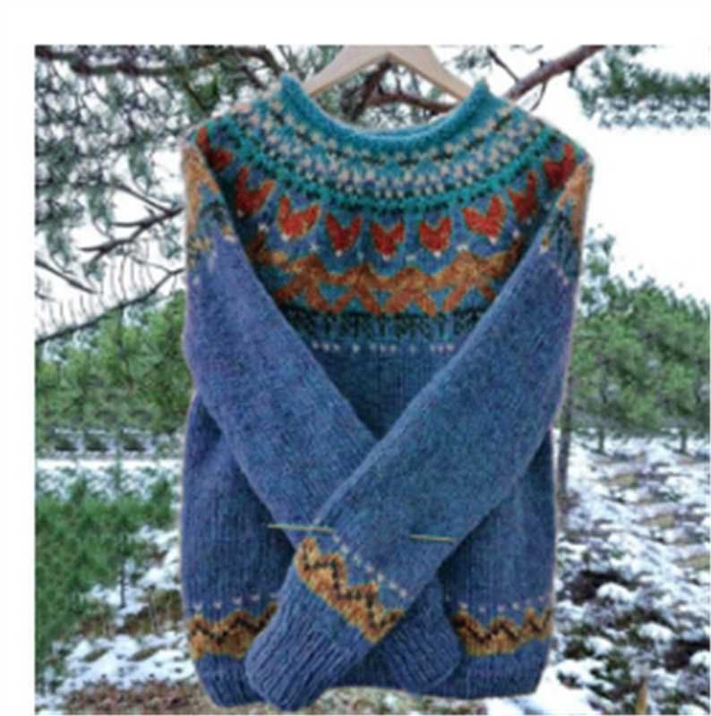 Damen nan Norwegerpullover aus Wollmix mit Rundhalsausschnitt und traditionellem Fair-Isle-Yoke Drune