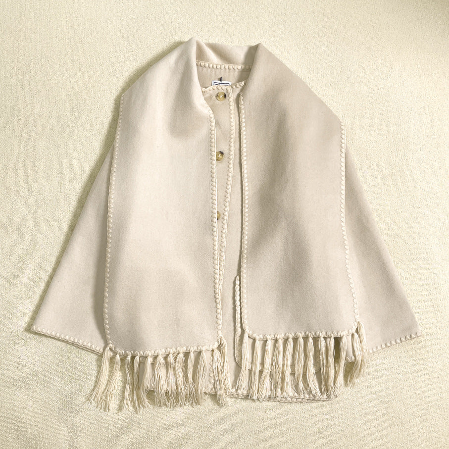 Damen elegante und vielseitige Wolle Poncho Drune