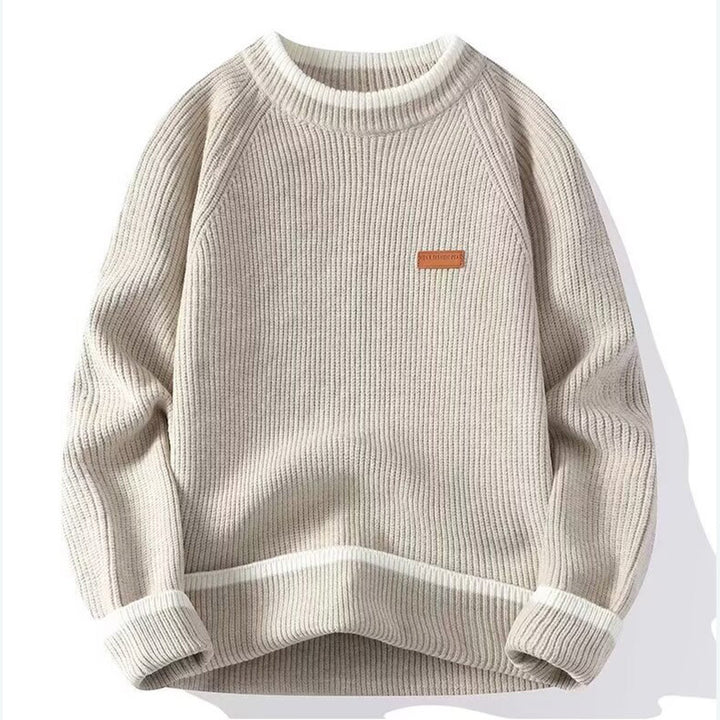 Herren Modischer Grobstrickpullover mit Rundhalsausschnitt Drune