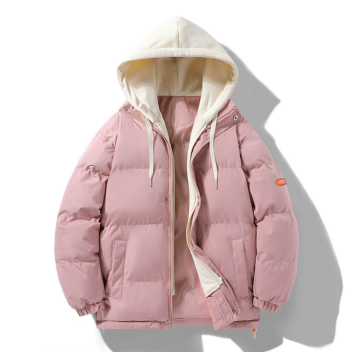 Herren Wattierte Pufferjacke mit kontrastfarbener Kapuze, winddichter Außenhülle und Kordelzug Drune