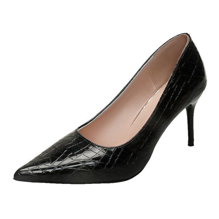 Damen elegante Spitzen-High Heels mit raffiniertem Schlangenleder-Effekt Drune