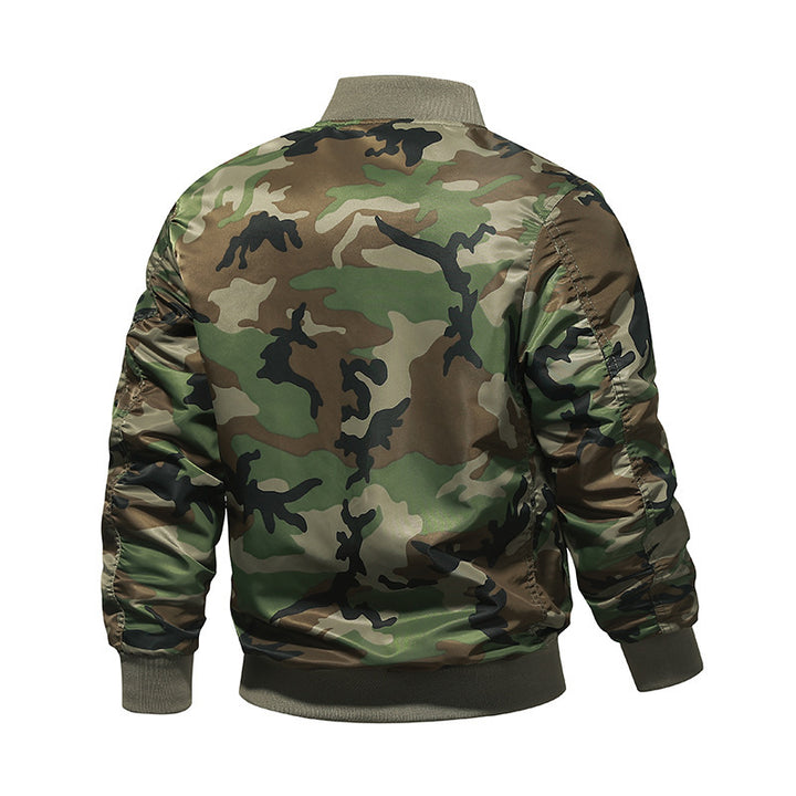Herren Bomberjacke im Camouflage-Utility-Stil mit Ärmeltasche und Rippbündchen Drune