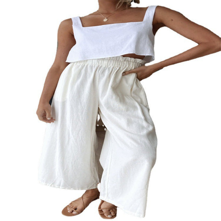 Damen weite Palazzo-Hose mit elastischem Bund und bequemer Passform Drune