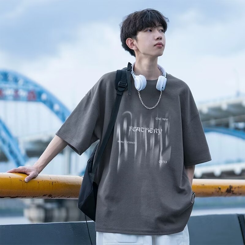 Herren Übergrößes T-Shirt mit kreativem Druck Drune