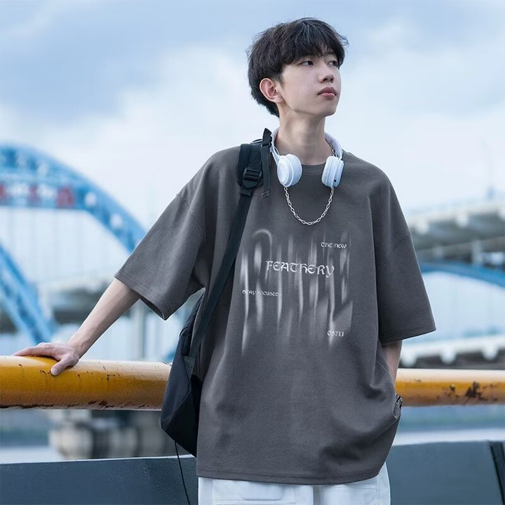 Herren Übergrößes T-Shirt mit kreativem Druck Drune