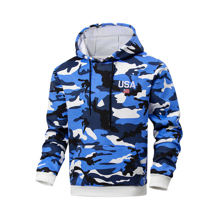 Herren Sportlicher Kapuzenpullover mit camouflagemuster