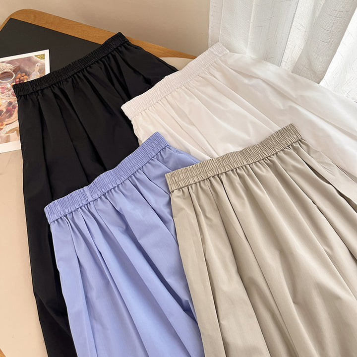 Damen Eleganter Midirock mit elastischem Bund und voluminösem Schnitt Drune
