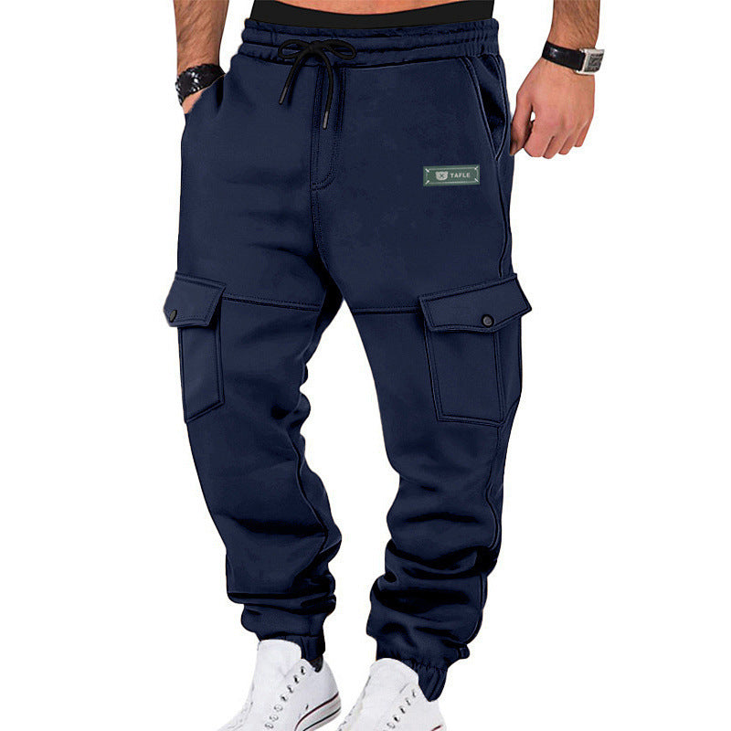 Herren Cargo-Jogginghose mit Elastikbündchen, Kordelzug und aufgesetzten Klappentaschen Drune