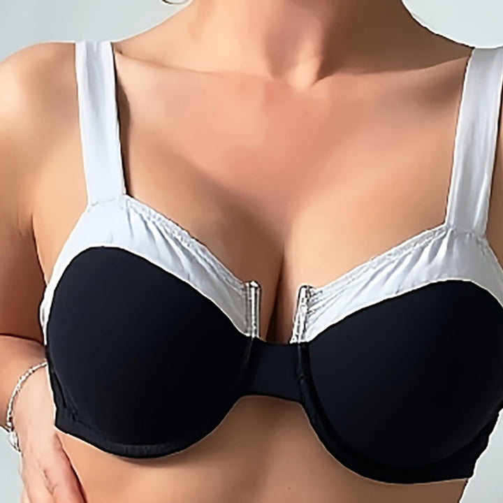 Damen Hochgeschnittener Bikini mit stilvollem Reißverschluss und breiten Trägern Drune