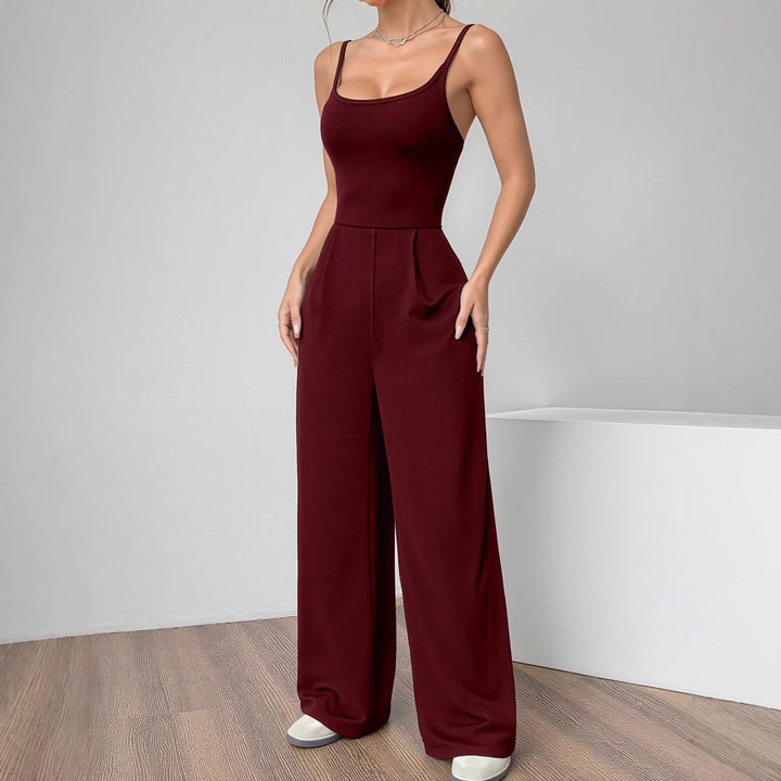 Damen Eleganter Jumpsuit mit weitgeschnittenen Beinen und schmeichelndem Oberteil Drune
