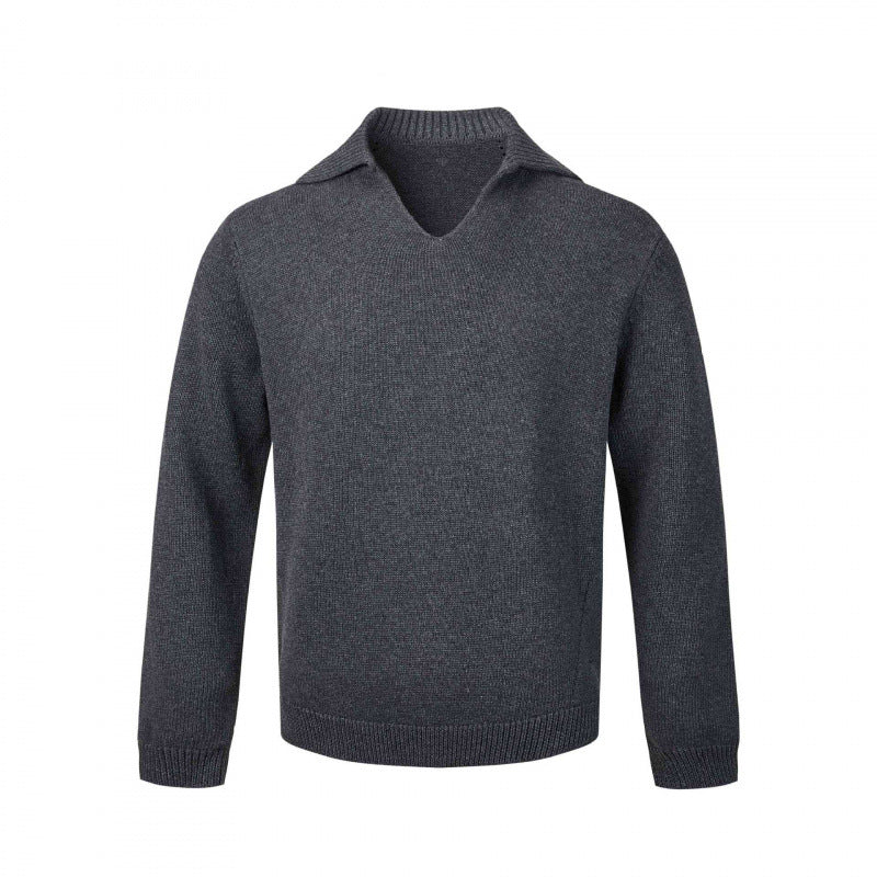 Herren Feinstrickpullover mit V-Ausschnitt und umgelegtem Hemdkragen Drune