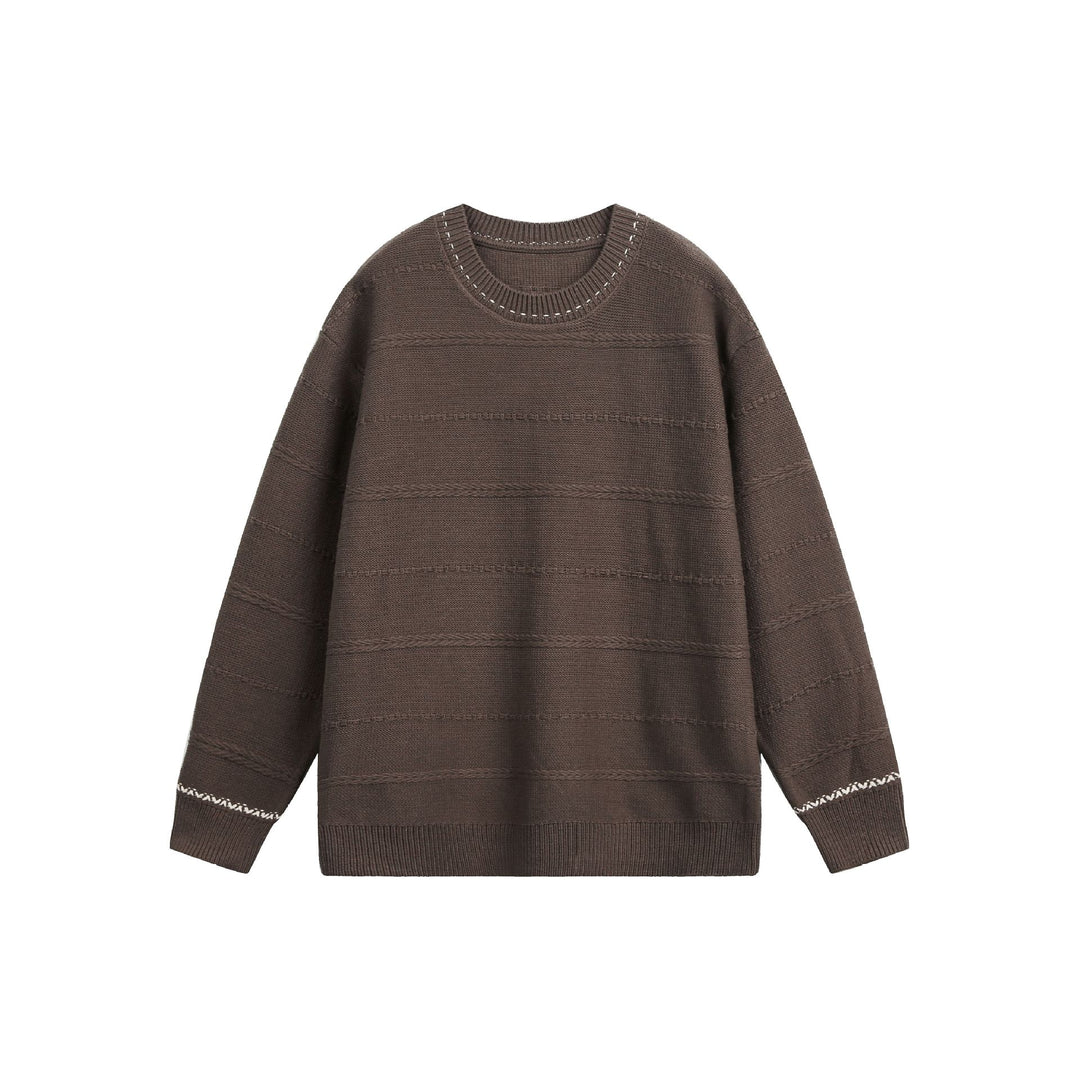 Damen Oversize-Strickpullover mit Strukturstreifen und Rundhalsausschnitt Drune