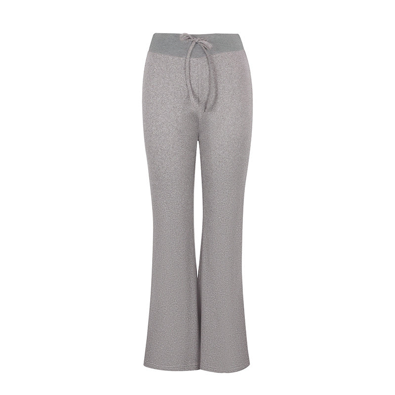Damen Flared Loungehose mit hohem Bund und elastischem Kordelzug Drune