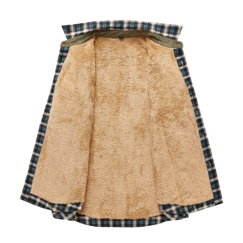 Herren Modische Flanellhemdjacke mit Teddyfutter und Schulterpatten Drune