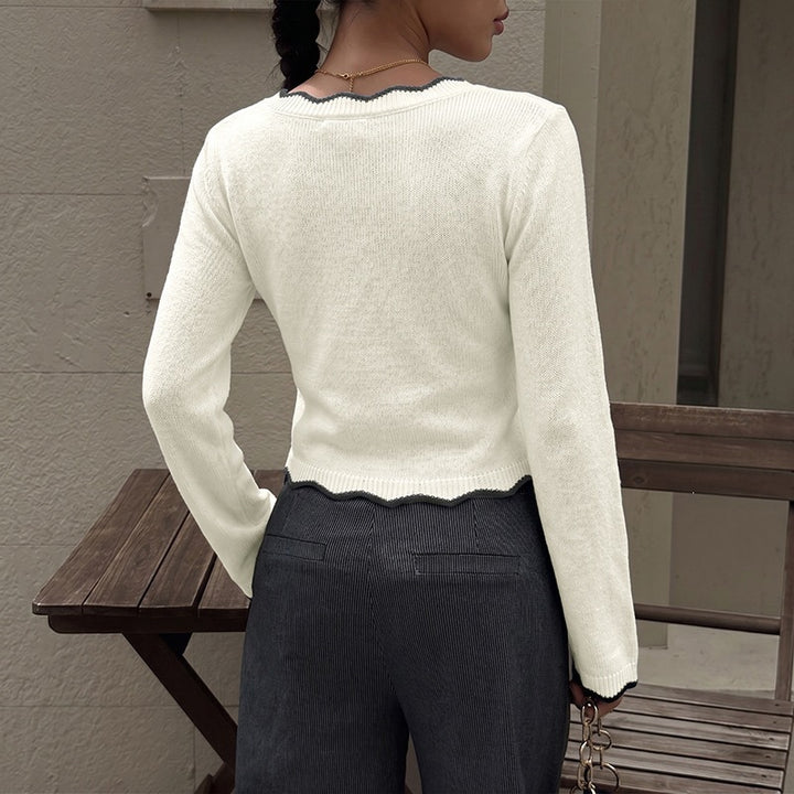 Damen Eleganter V-Ausschnitt Pullover Drune