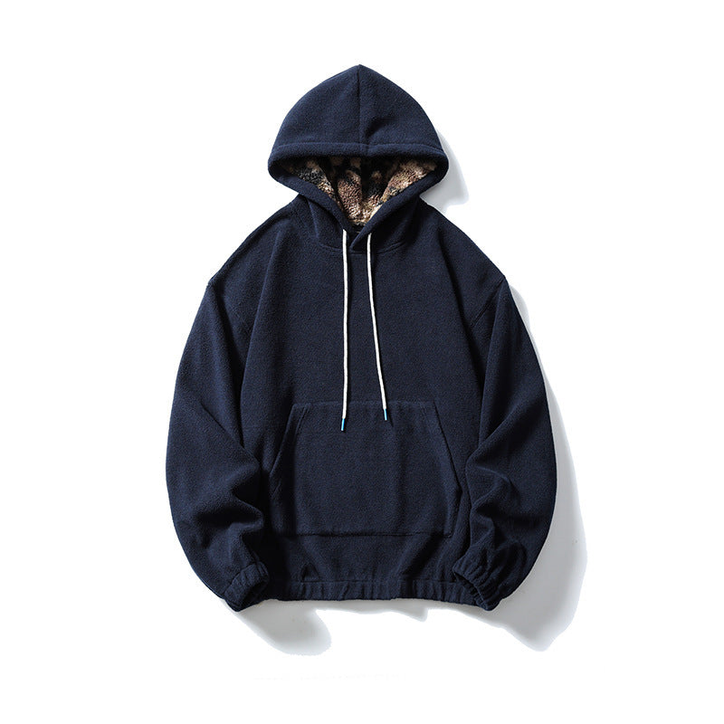 Unisex Oversize-Fleece-Hoodie mit Teddyfutter, Kängurutasche und elastischem Saum Drune