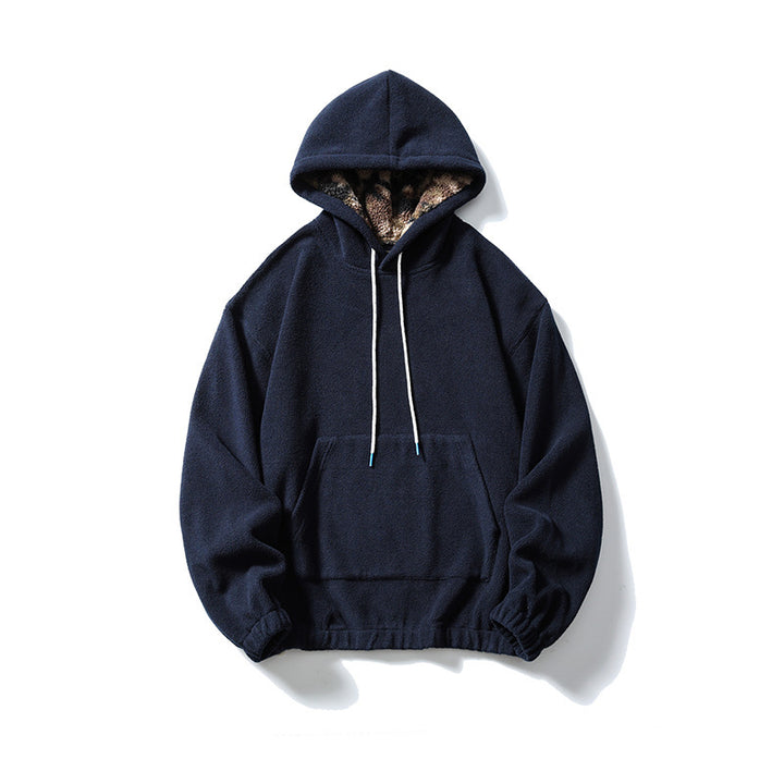 Unisex Oversize-Fleece-Hoodie mit Teddyfutter, Kängurutasche und elastischem Saum Drune