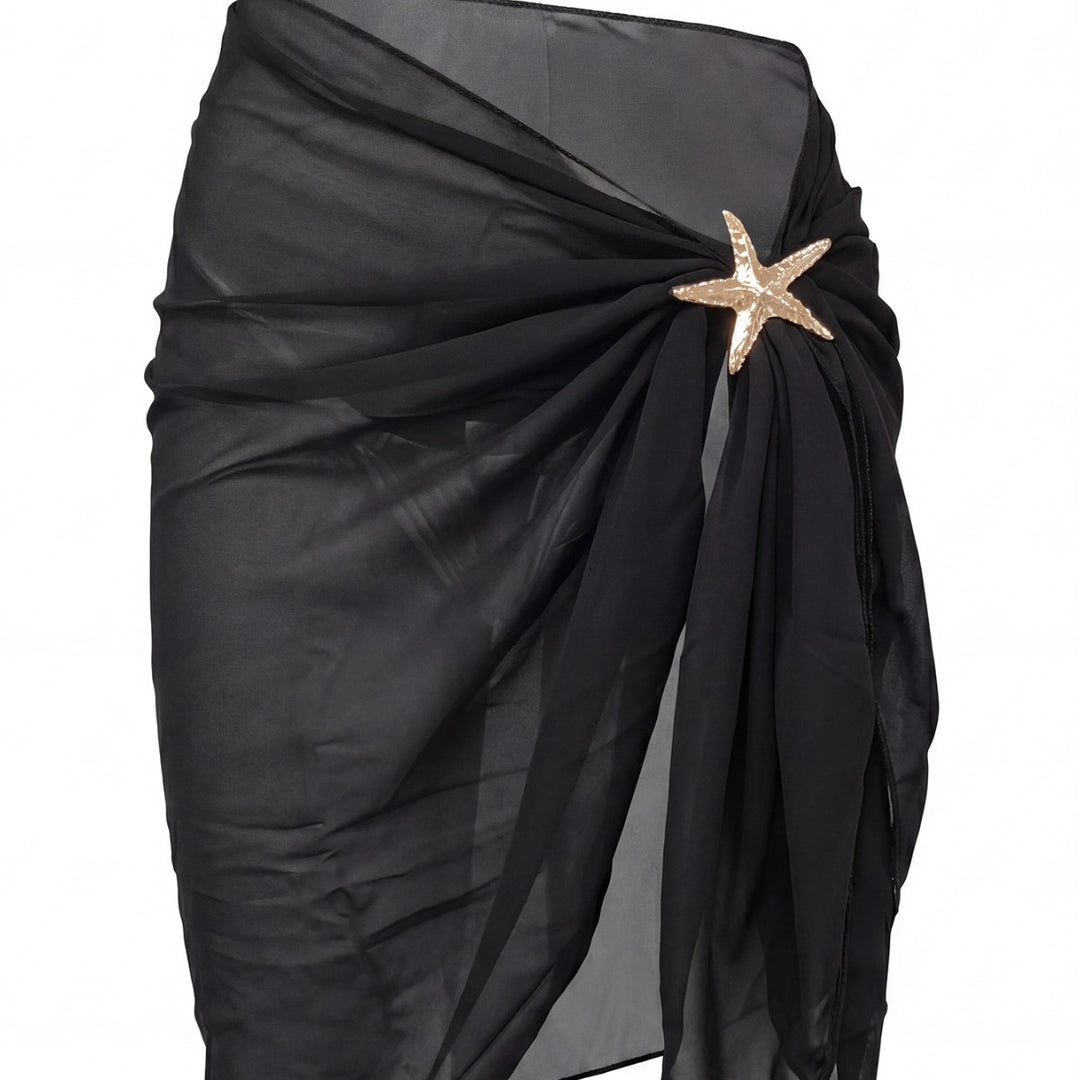 Damen eleganter Strand-Sarong mit funkelnder Blütenapplikation Drune