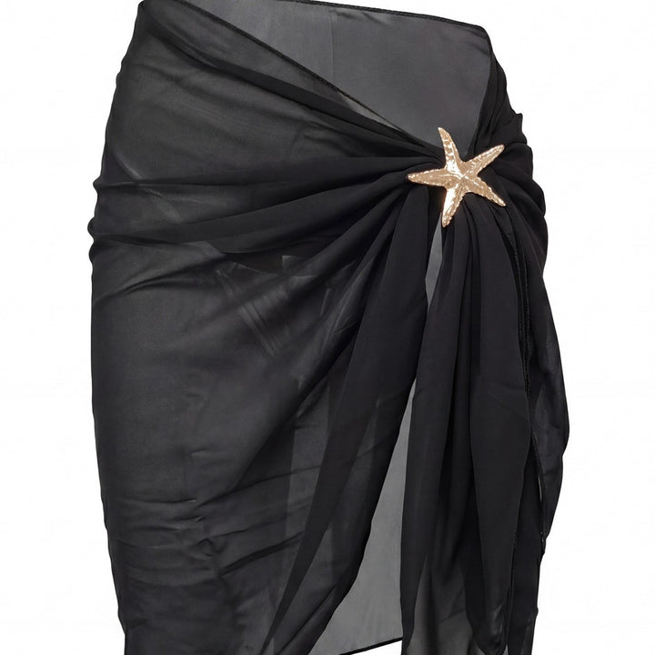 Damen eleganter Strand-Sarong mit funkelnder Blütenapplikation Drune