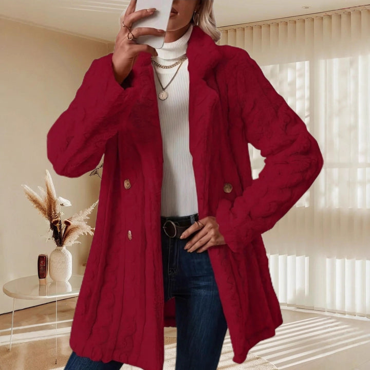 Damen Strickmantel mit besonderer Textur und eleganten Knopfdetails Drune