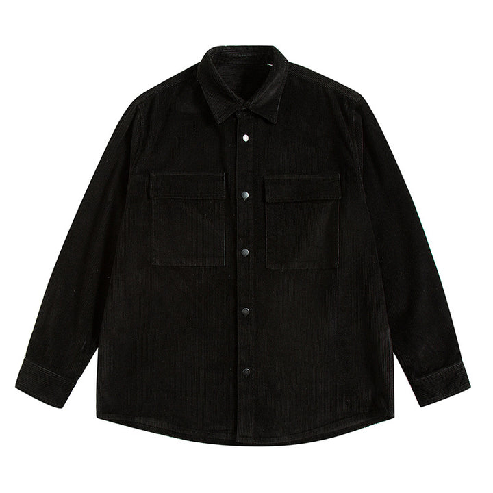 Herren  Corduroy Relaxed Overshirt mit Klappbrusttaschen Drune