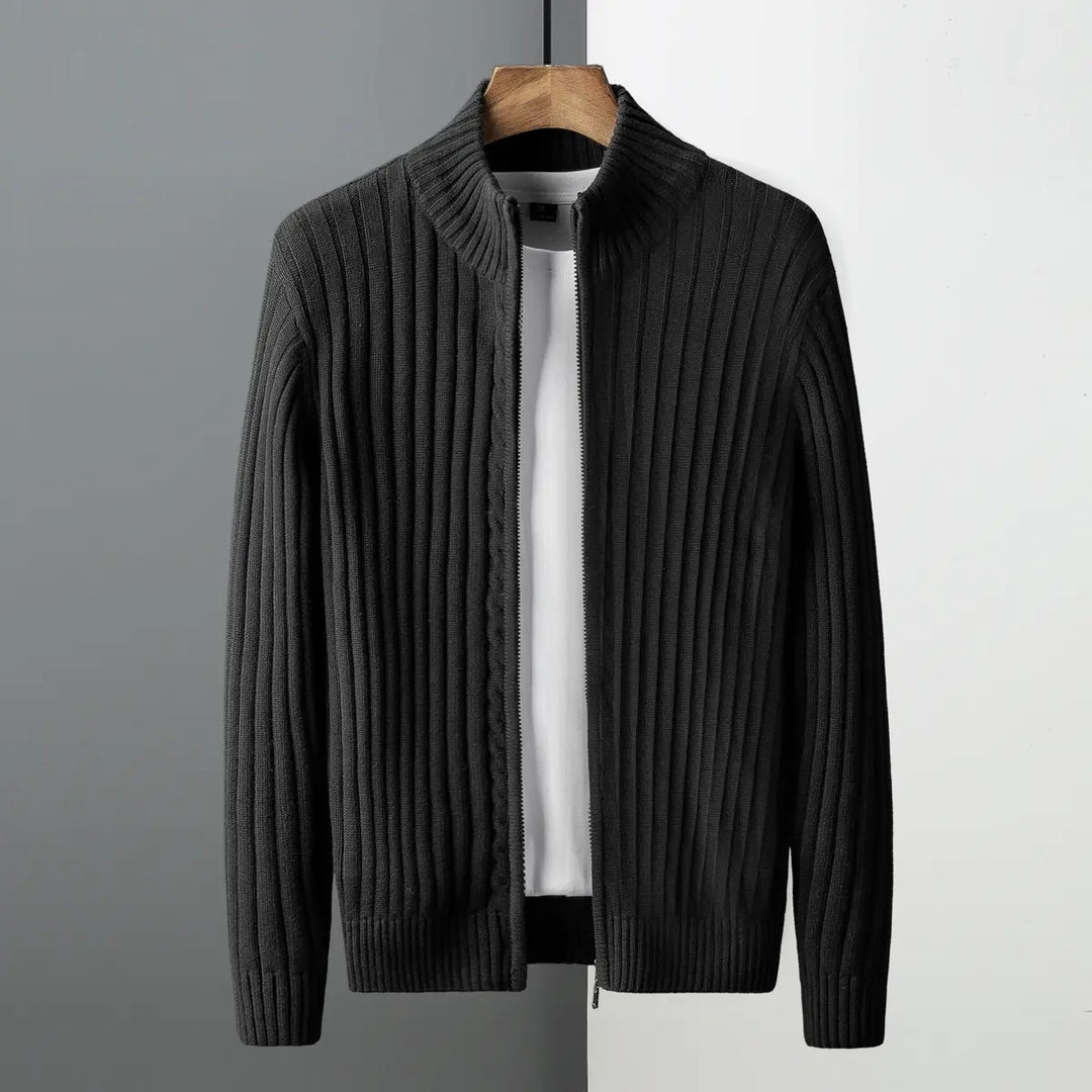 Herren Strickjacke mit körpernahem Schnitt und Reißverschluss Drune