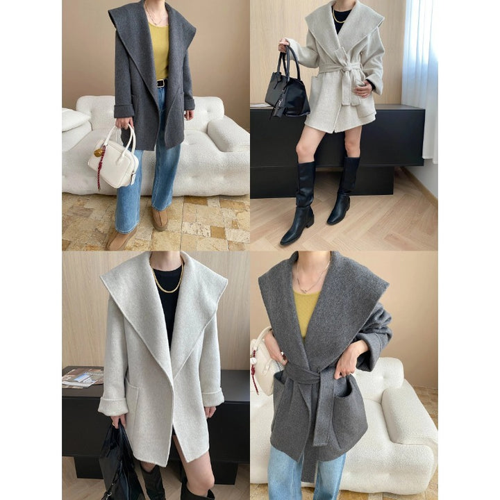 Damen eleganter Oversized-Mantel mit schickem Revers und praktischen Taschen Drune