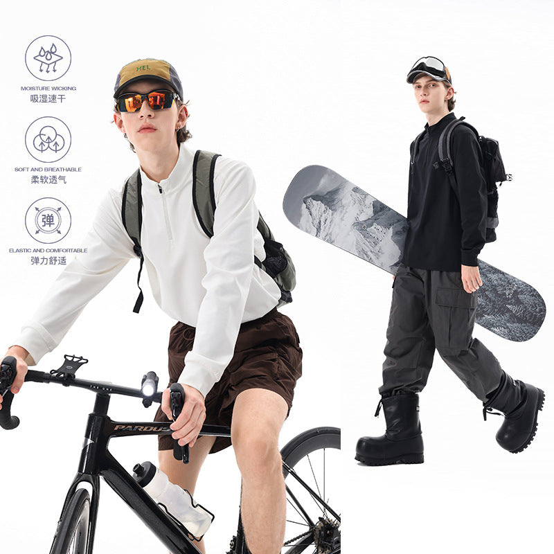 Herren Oversize-Halbzip-Sweatshirt mit Stehkragen, Raglanärmeln und seitlichen Eingrifftaschen Drune