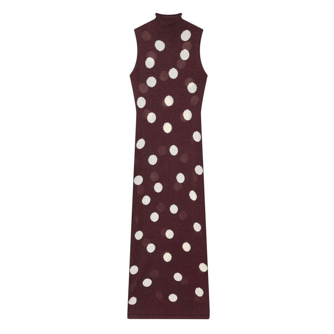 Damen Maxikleid mit hochgeschlossenem Kragen und verspieltem Punkte-Design Drune