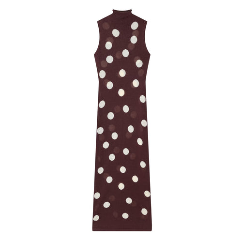 Damen Maxikleid mit hochgeschlossenem Kragen und verspieltem Punkte-Design Drune