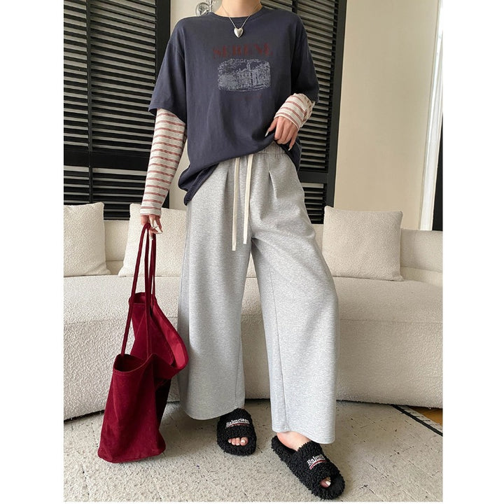 Damen lässige Palazzohose aus weichem Jersey mit praktischen Taschen Drune