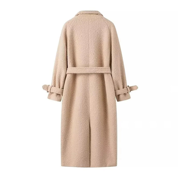 Damen nan luxuriöser Kuschel‑Wollmix‑Mantel mit taillierendem Gürtel und übergroßem Schalkragen Drune