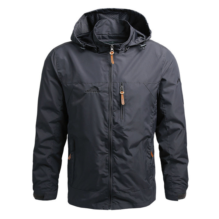 Herren Ultraleichte Trekking-Kapuzenjacke mit Mesh‑Innenfutter, Brustzip und Klettmanschetten Drune