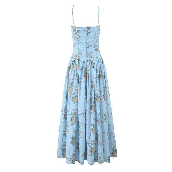 Damen Midikleid mit floralem Design und verstellbaren Spaghetti-Trägern Drune