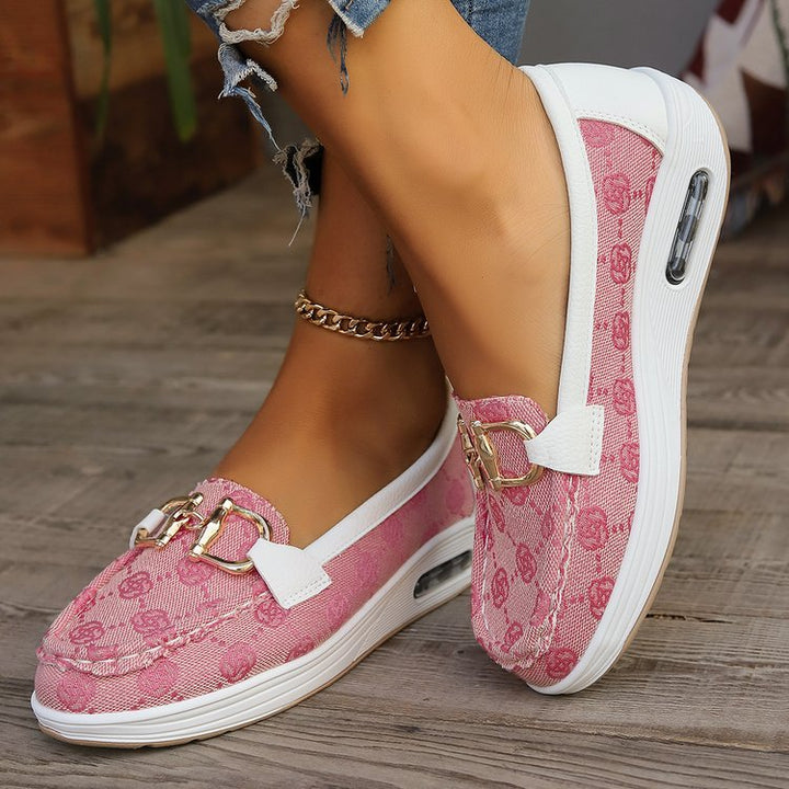 Damen Mokassin-Slipper mit luftgepolsterter Plateausohle und Zier-Bit Drune