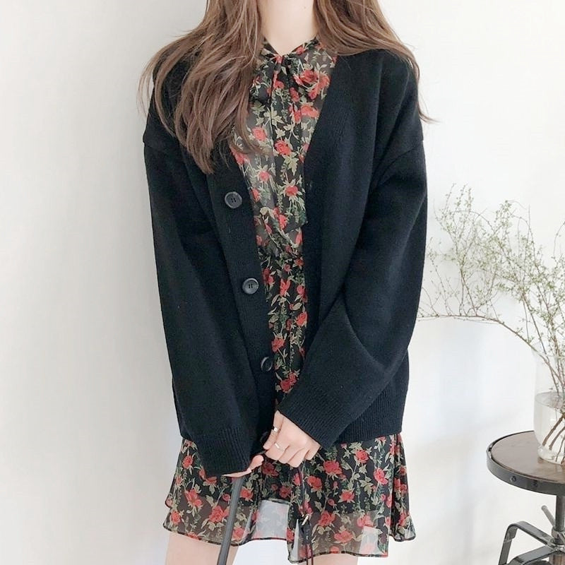 Damen Strickjacke mit weichem Material und überschnittenen Schultern Drune