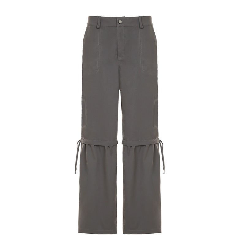 Damen Wandelbare Zweiteilige Hose mit Kordelzug an den Knien, Cargo‑Taschen und weitem Bein Drune